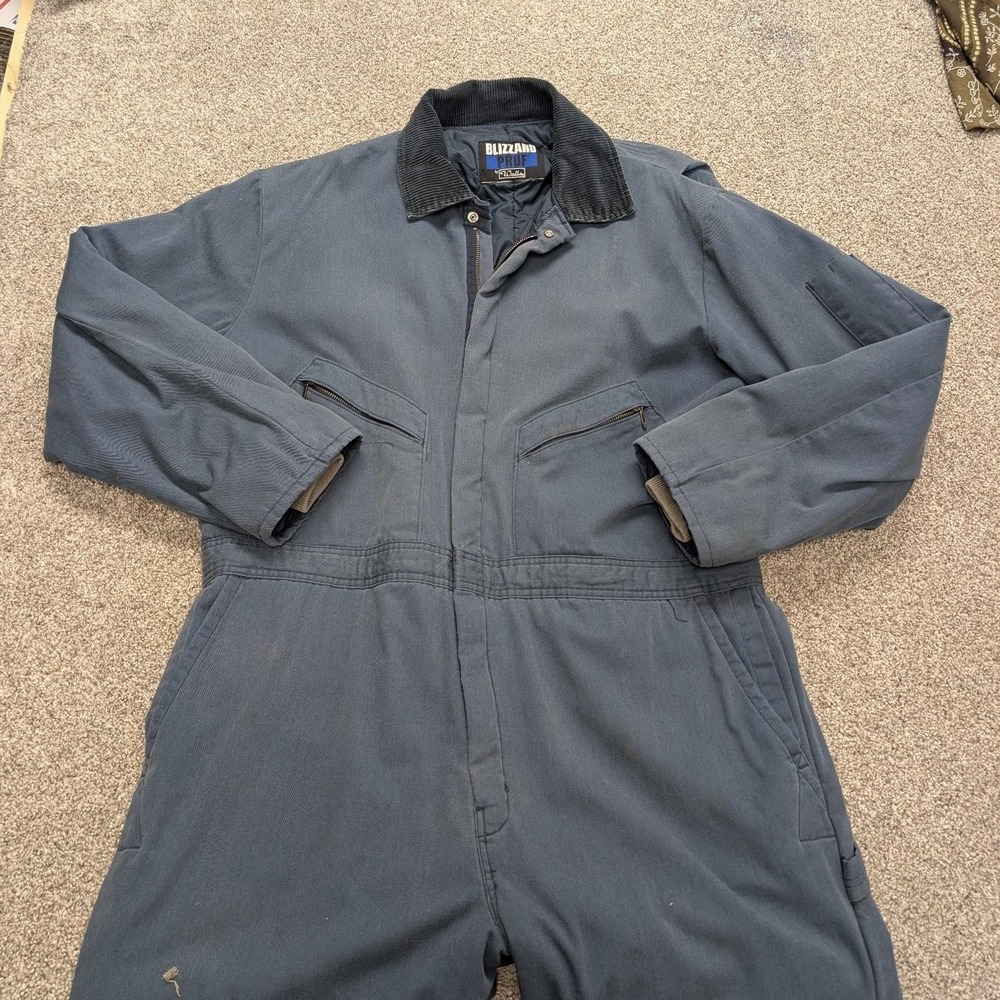 Walls Blizzard-Pruf Coveralls Mens Blue Quilted Insulated Workwear Corduroy